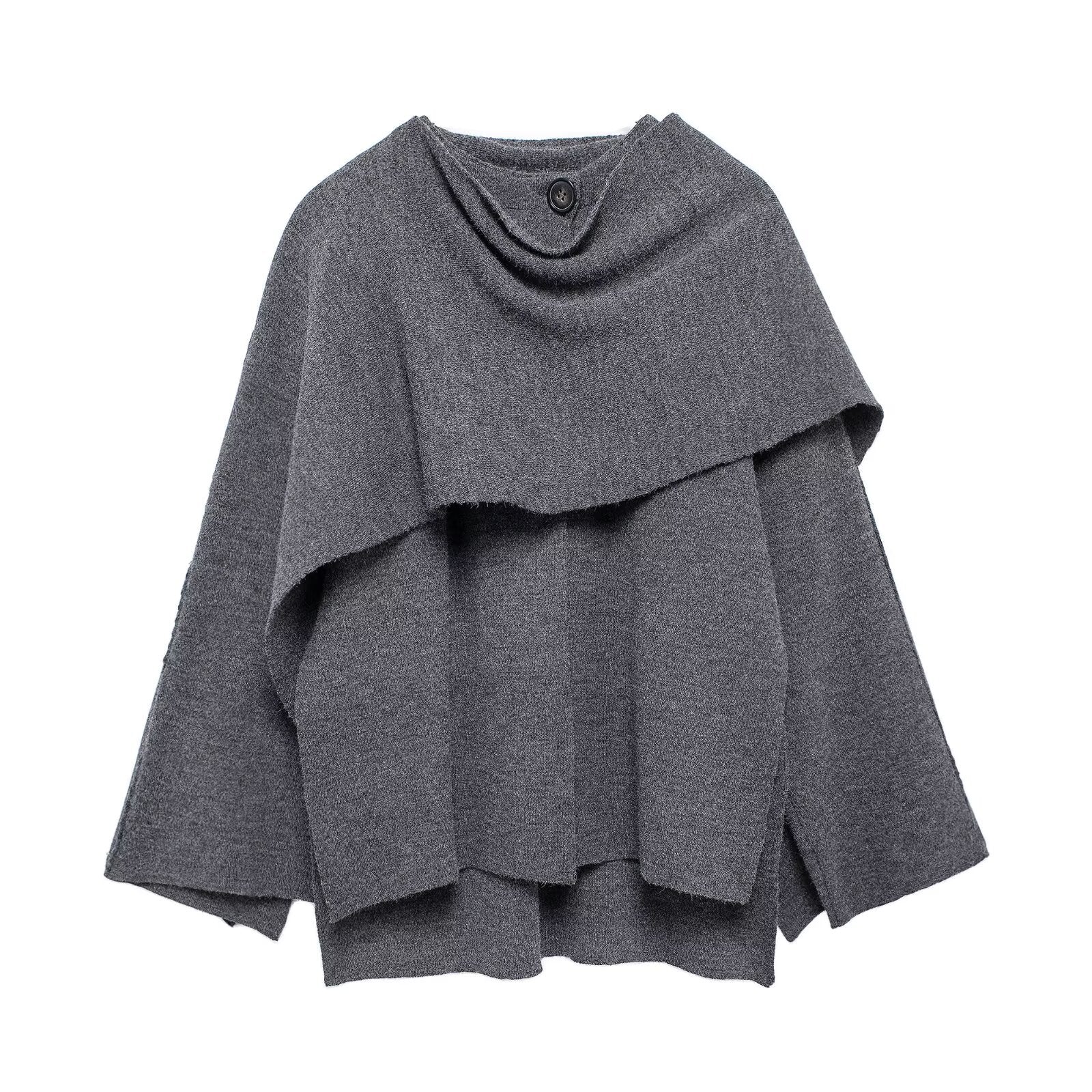 Asymmetrical Scarf Collar Knitted Jacket