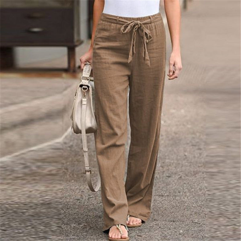 Women's Cotton Linen Wide Leg Pants