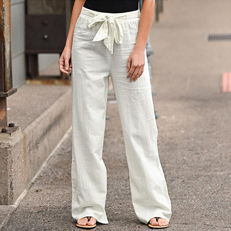 Women's Cotton Linen Wide Leg Pants
