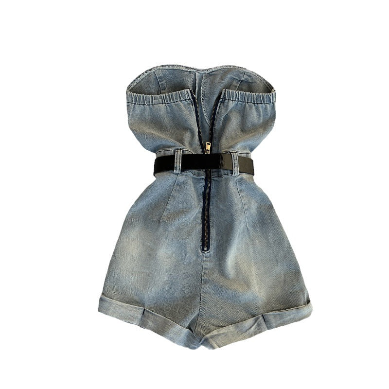 Womens Denim Jumpsuit Shorts