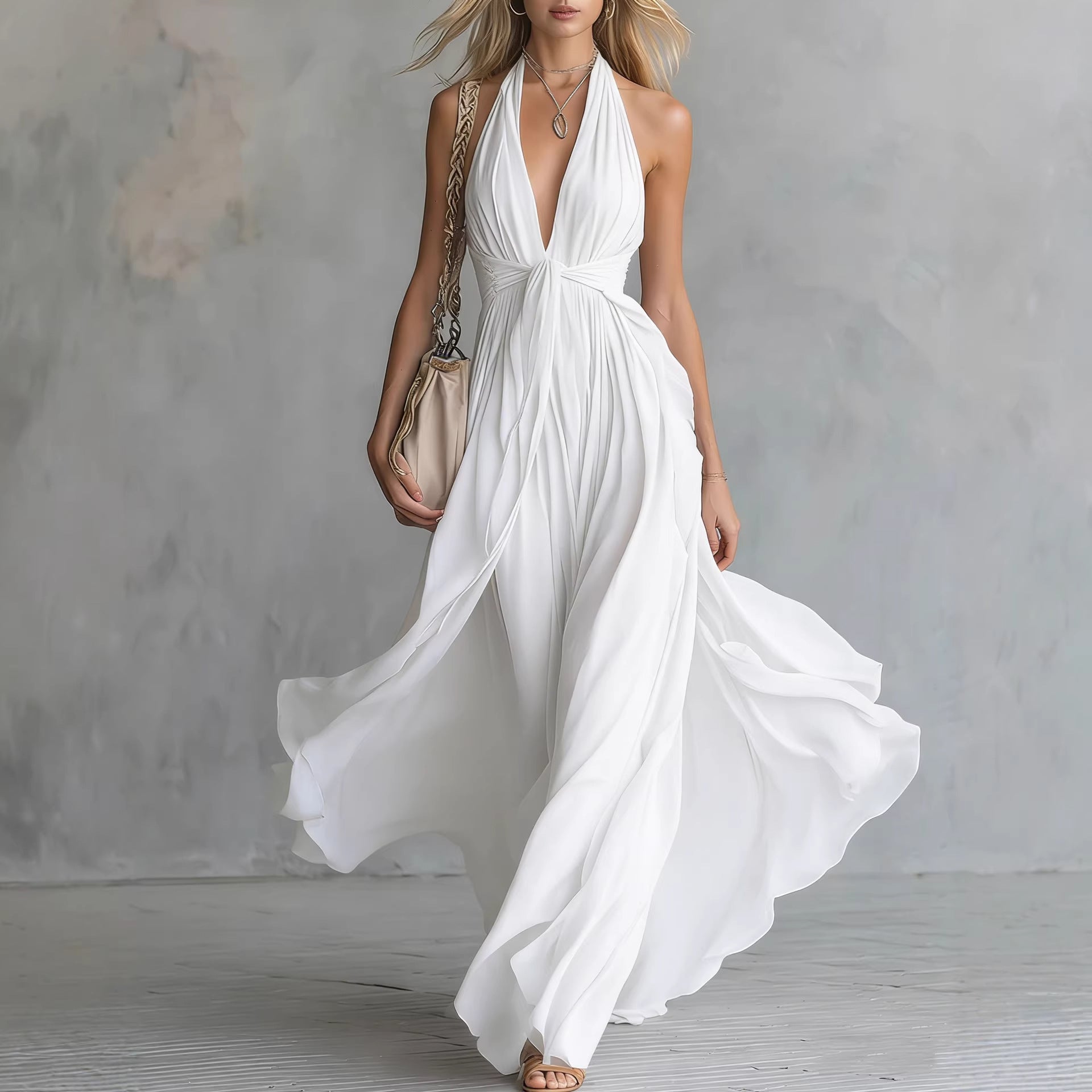 Womens V-Neck Sleeveless Dress