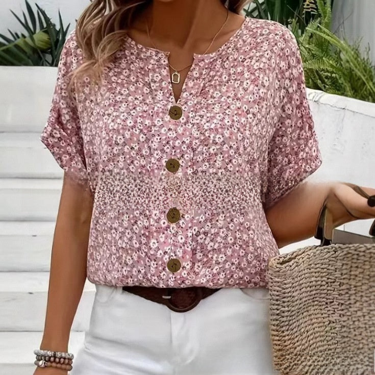 Women's 3D Jacquard V-Neck T-Shirt