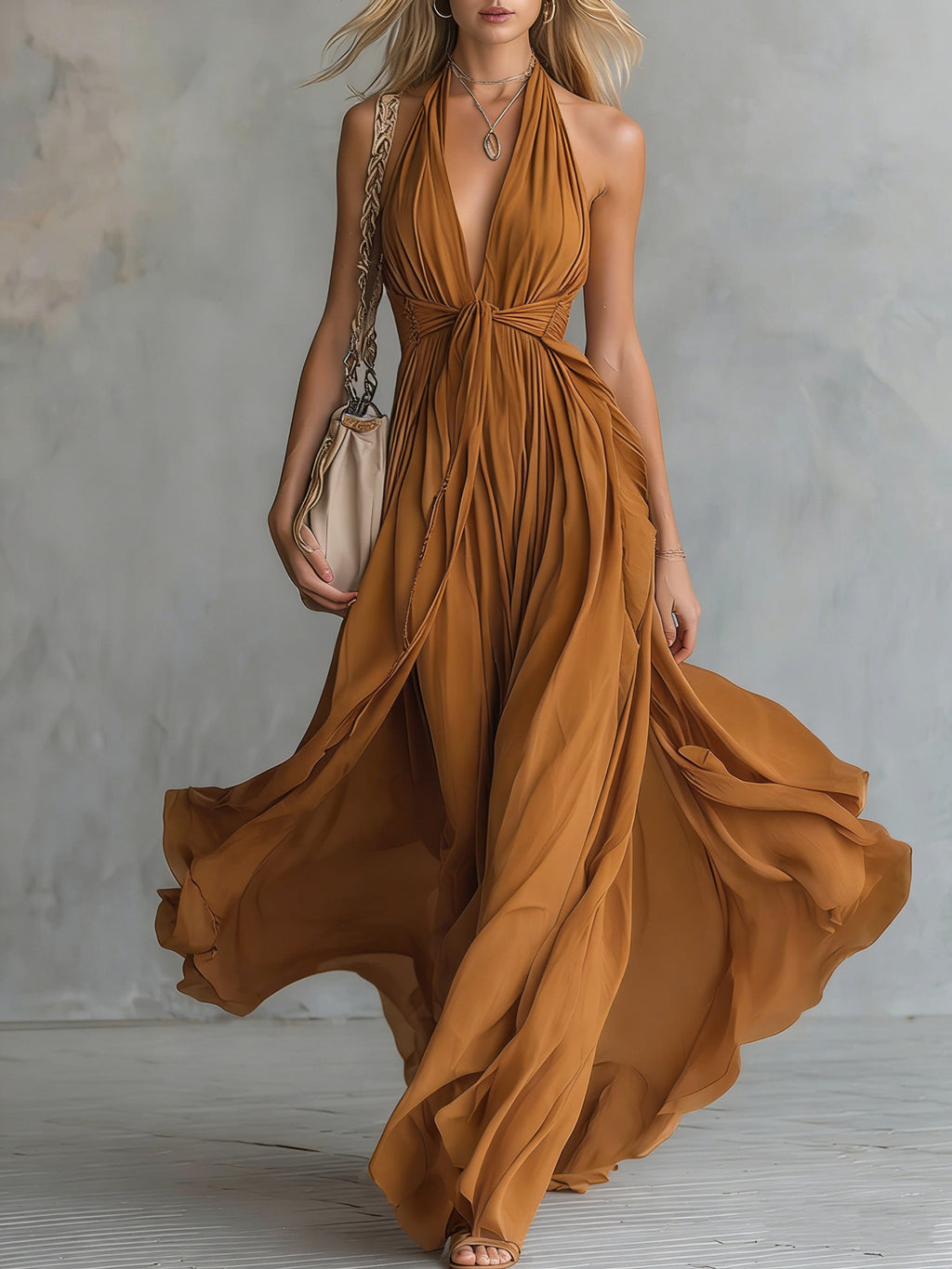 Womens V-Neck Sleeveless Dress