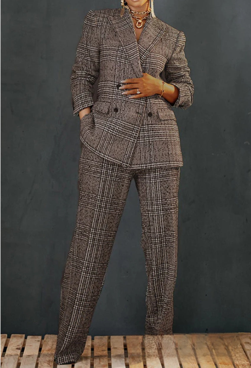 Women's plaid jacket pants