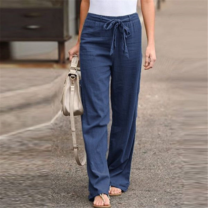 Women's Cotton Linen Wide Leg Pants
