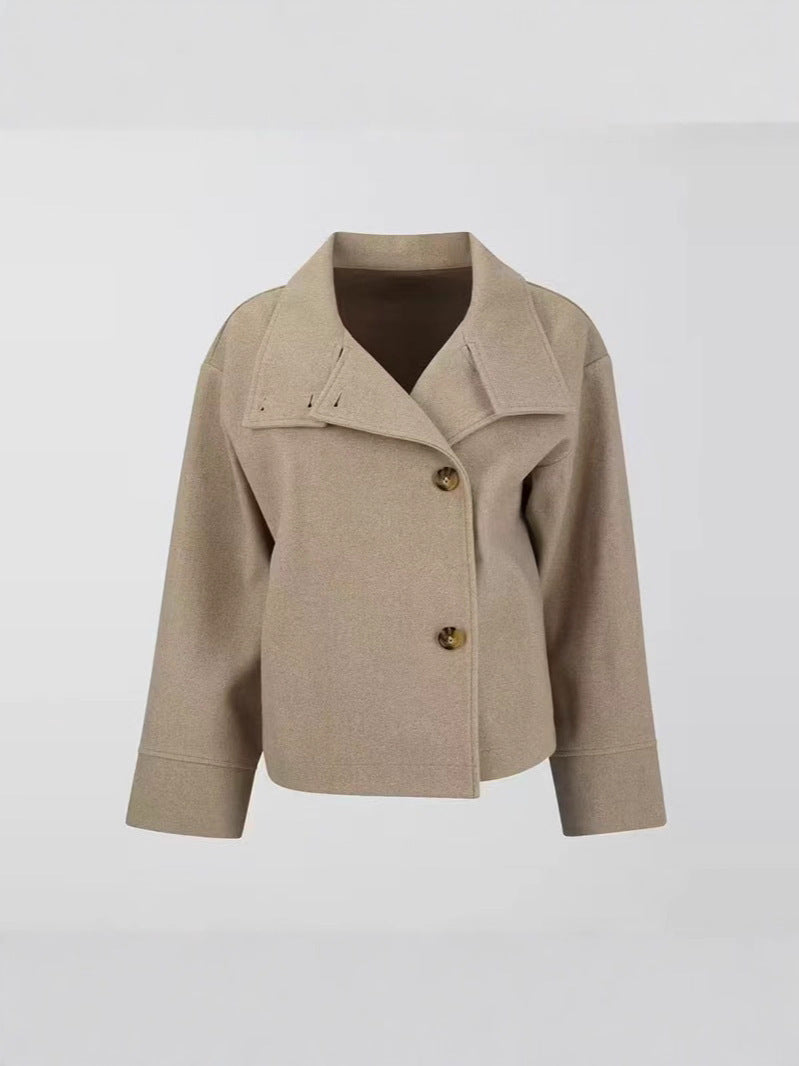 Women's Elegant Stand Collar Wool Coat