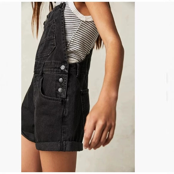 Women's Denim Suspender Shorts