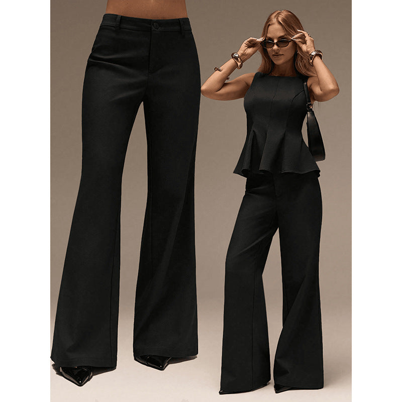 Women's Sleeveless Square Neck Top and Wide-Leg Pants