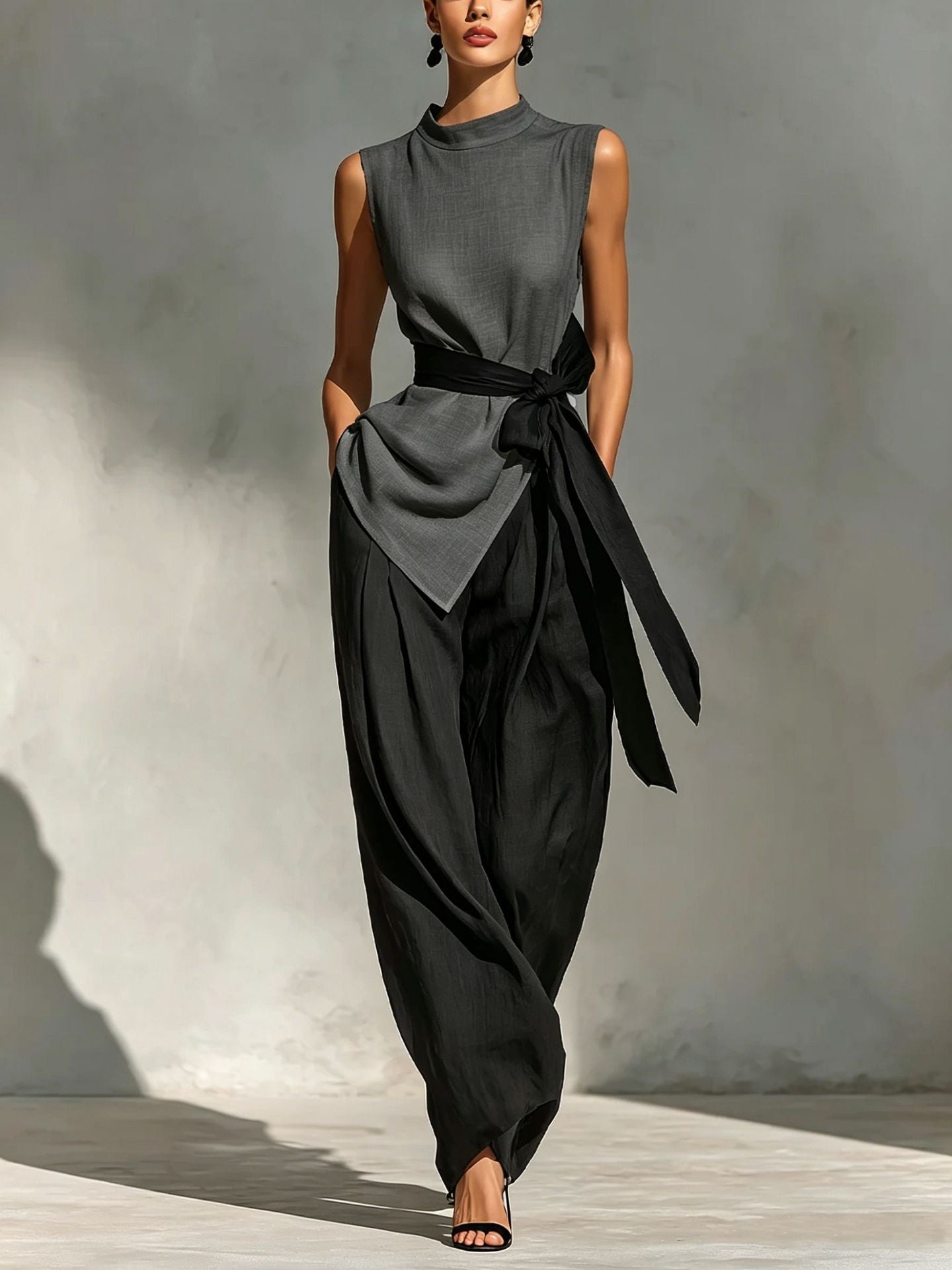 Womens Sleeveless Top and Wide-Leg Pants