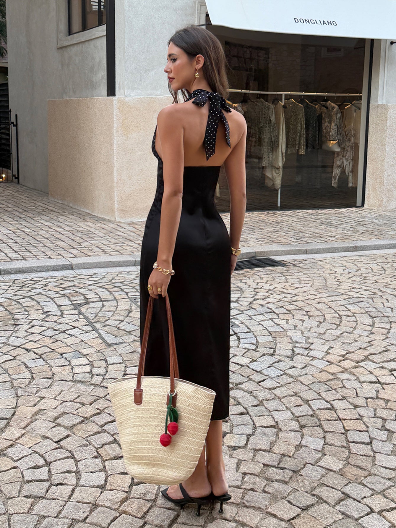 Polka Dot Halter Neck Dress