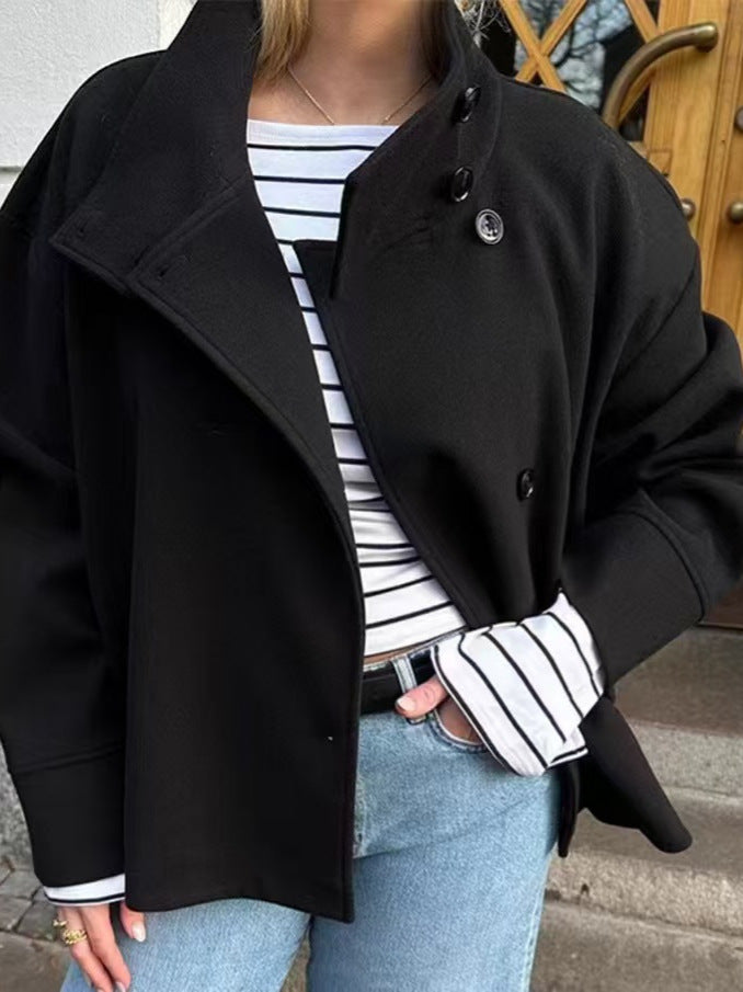 Women's Elegant Stand Collar Wool Coat