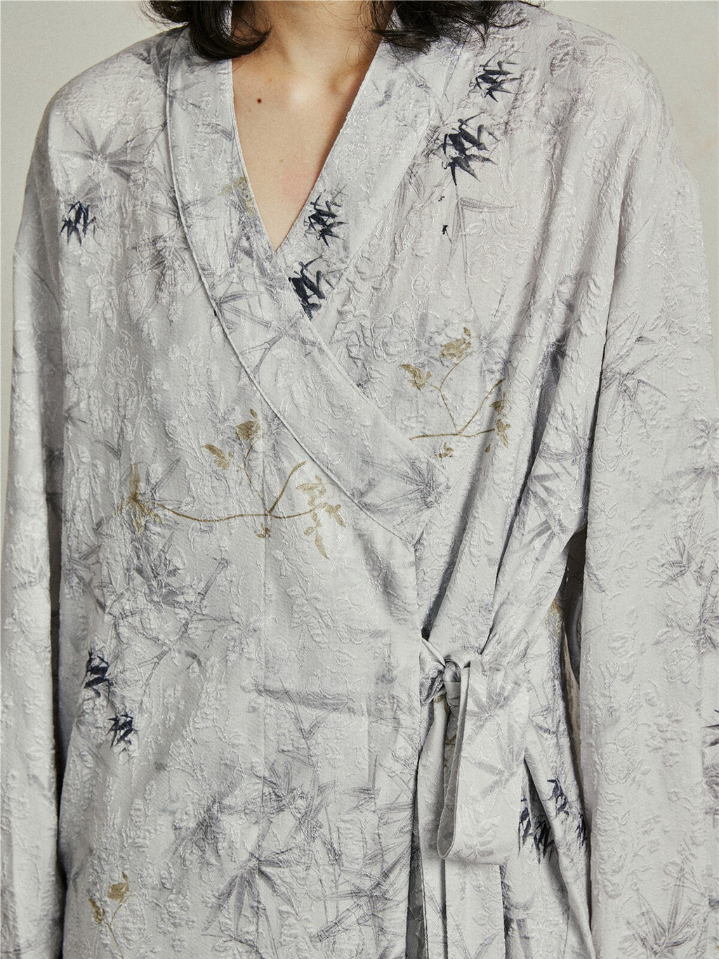 Zen Inspired Bamboo Print Long Sleeve Shirt