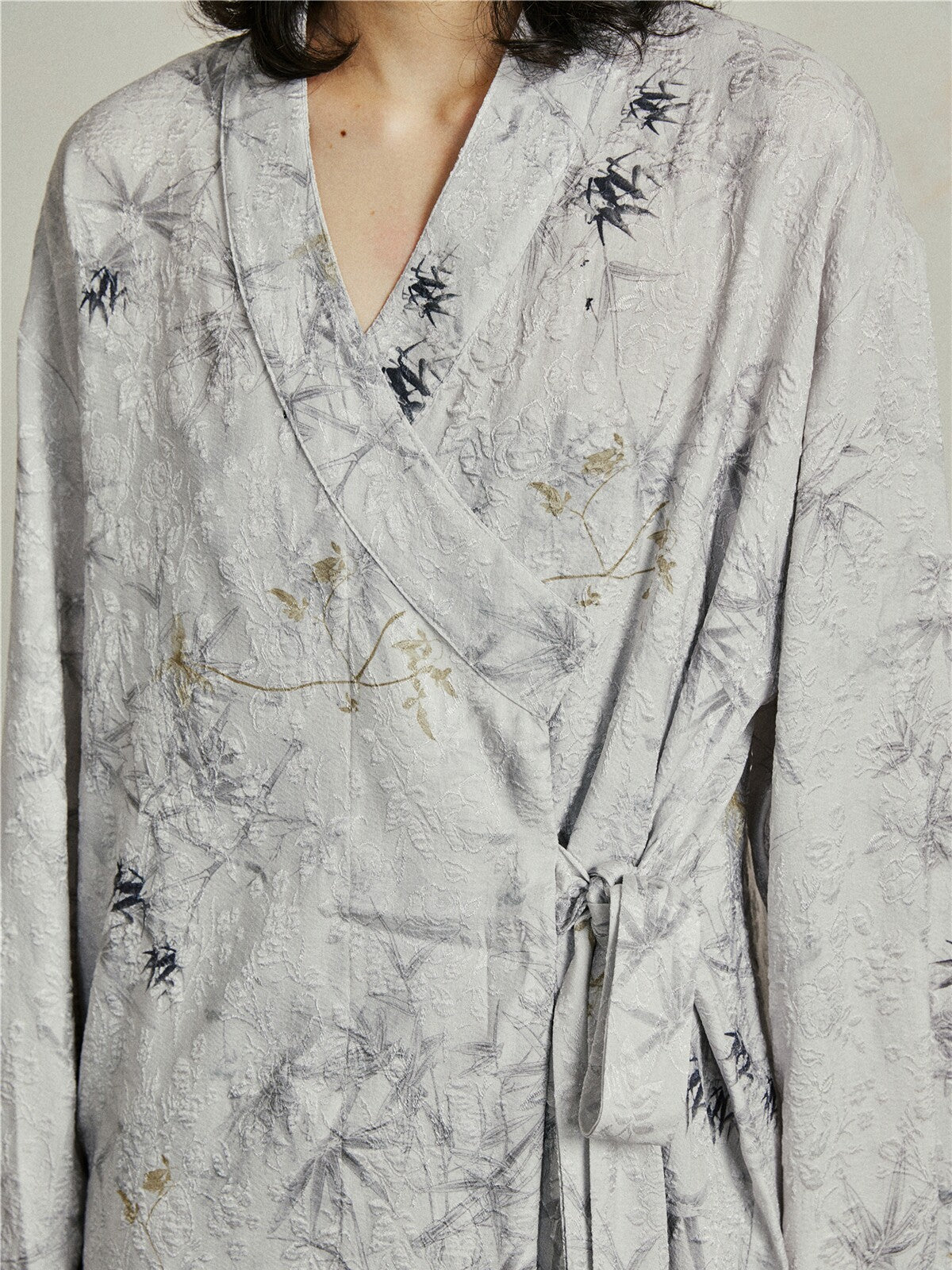 Zen Inspired Bamboo Print Long Sleeve Shirt