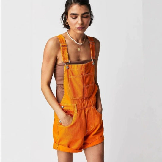 Women's Denim Suspender Shorts