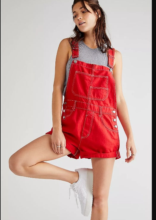 Women's Denim Suspender Shorts
