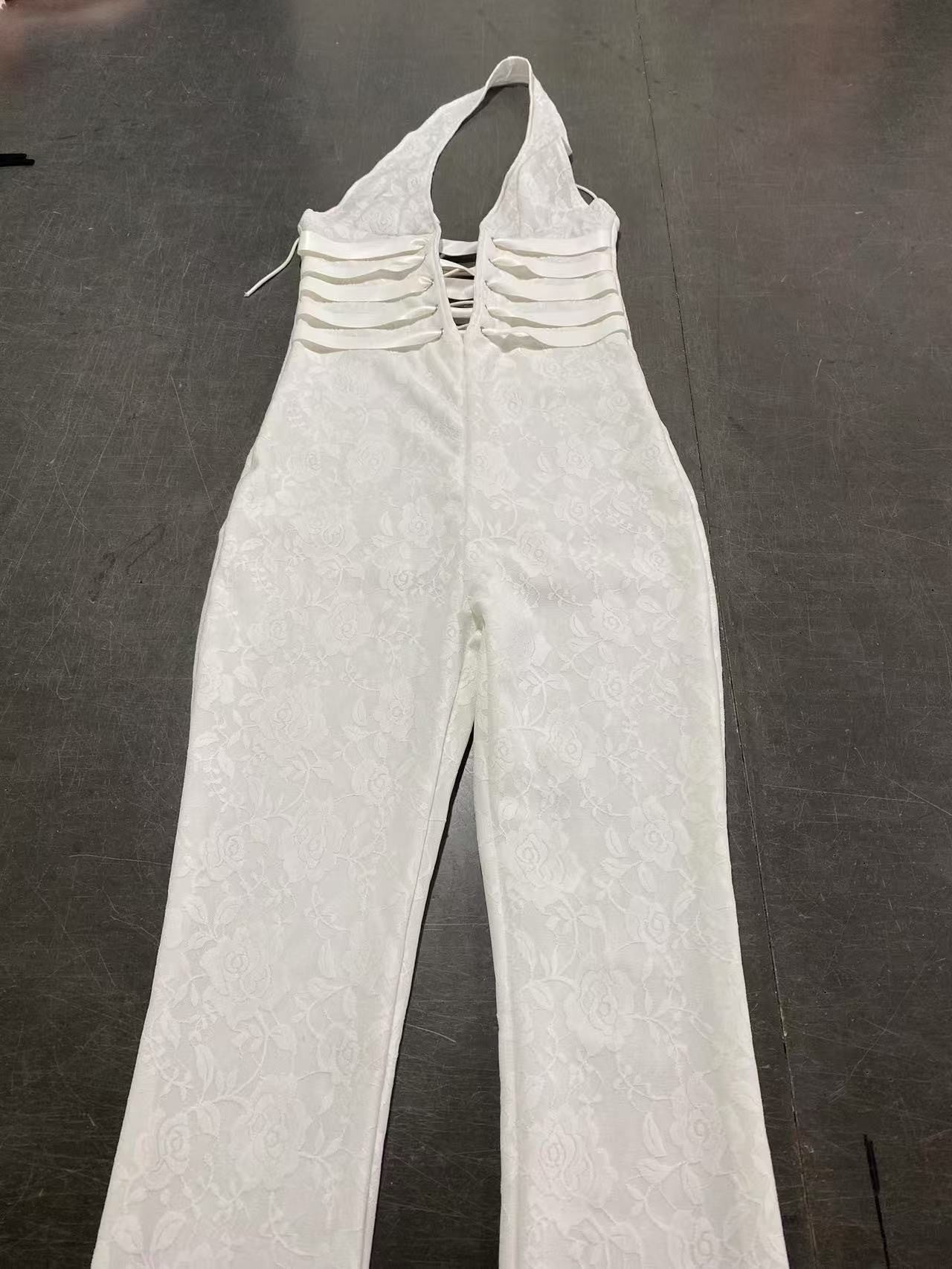Lace Halter Neck Wide-Leg Jumpsuit