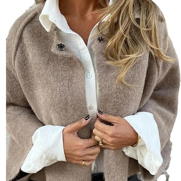 Loose Fit Cashmere Long Sleeve Jacket