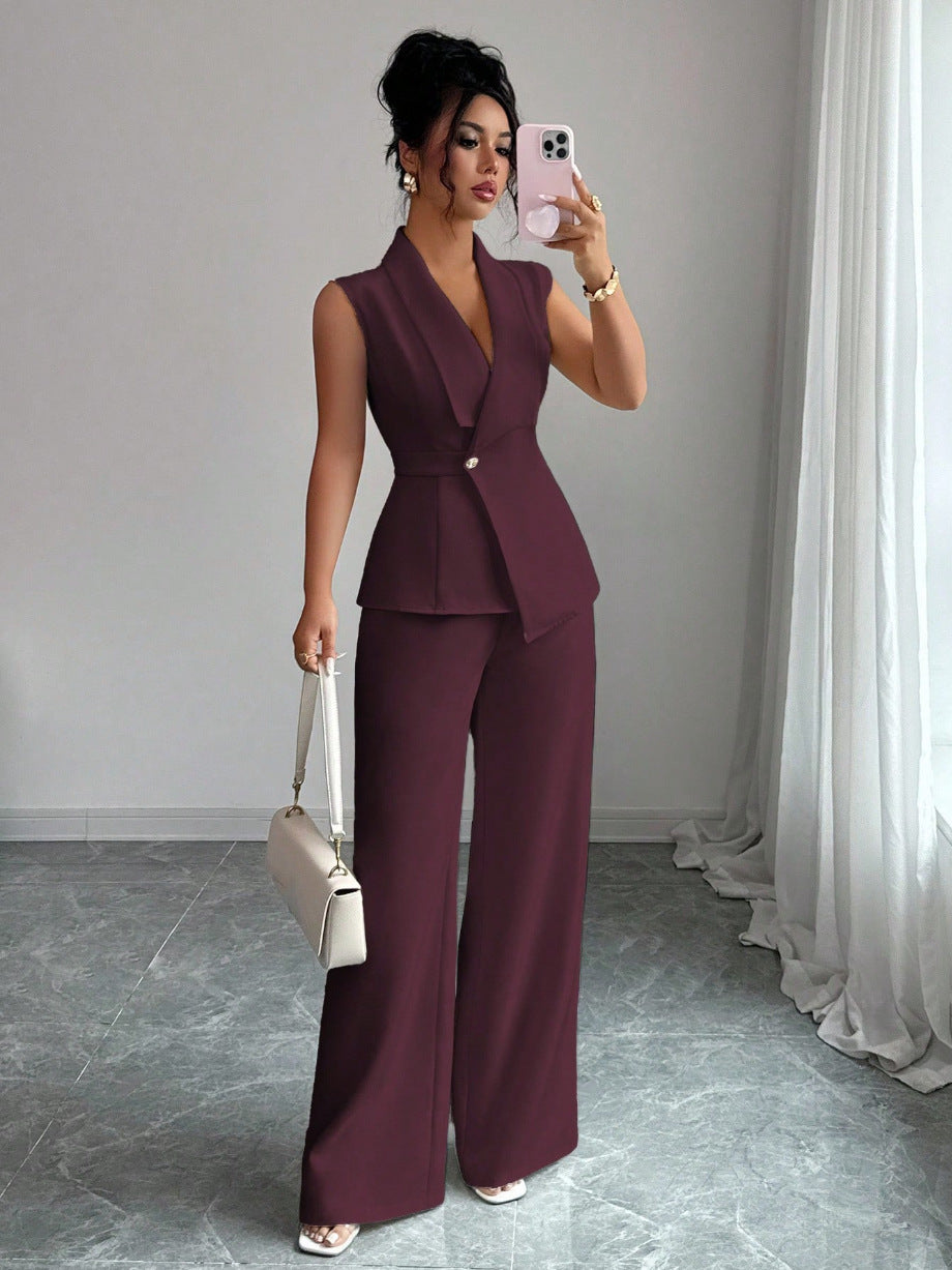 Elegant Sleeveless Vest and Pants Set