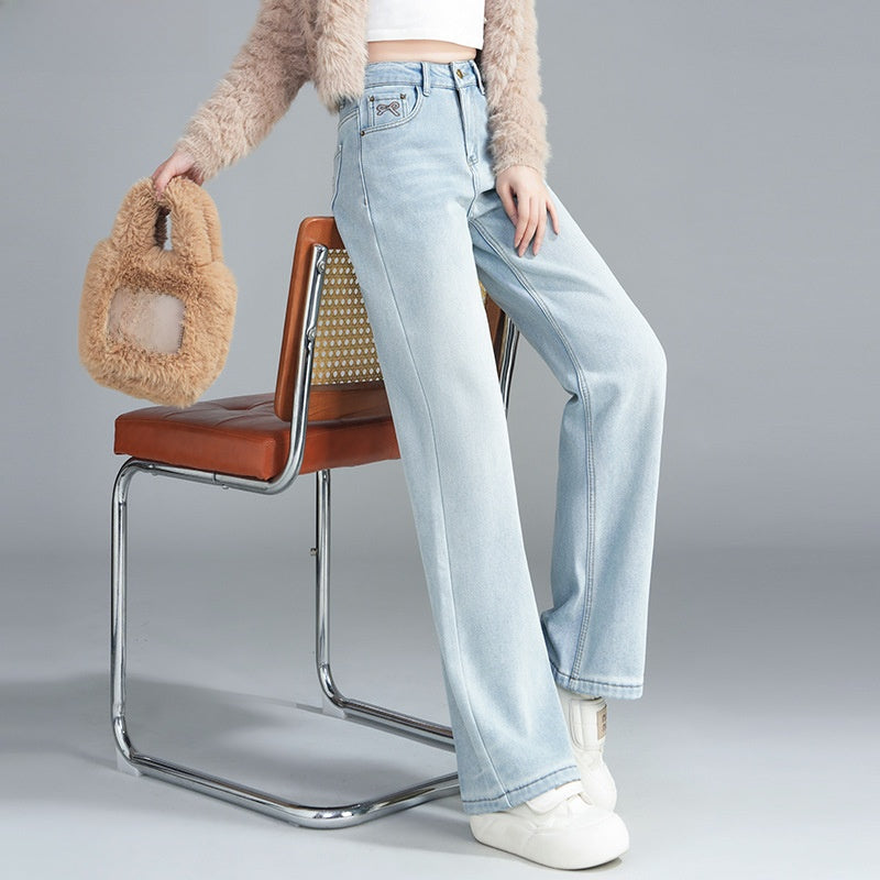 Womens High Waist Wide Leg Jeans