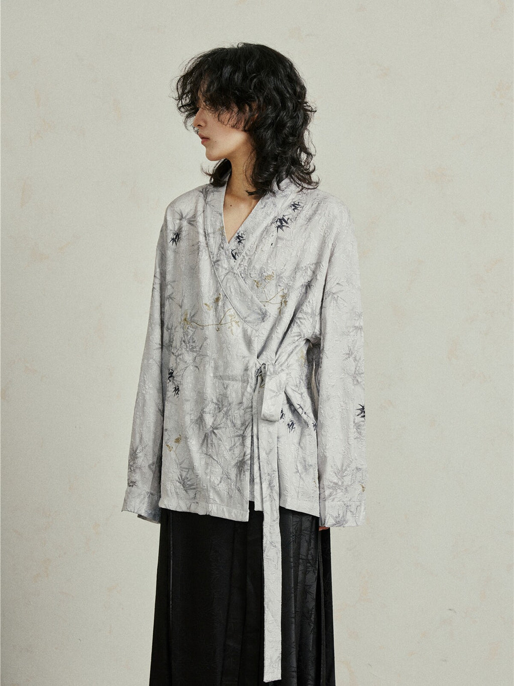 Zen Inspired Bamboo Print Long Sleeve Shirt