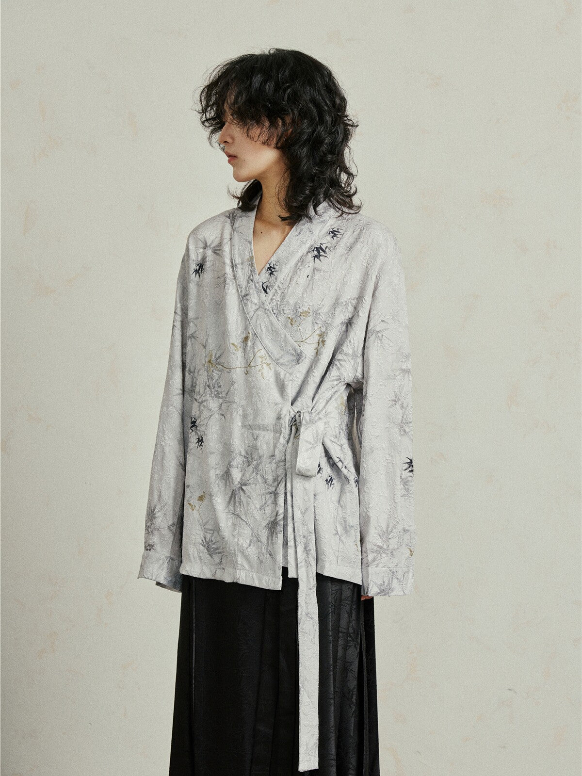 Zen Inspired Bamboo Print Long Sleeve Shirt