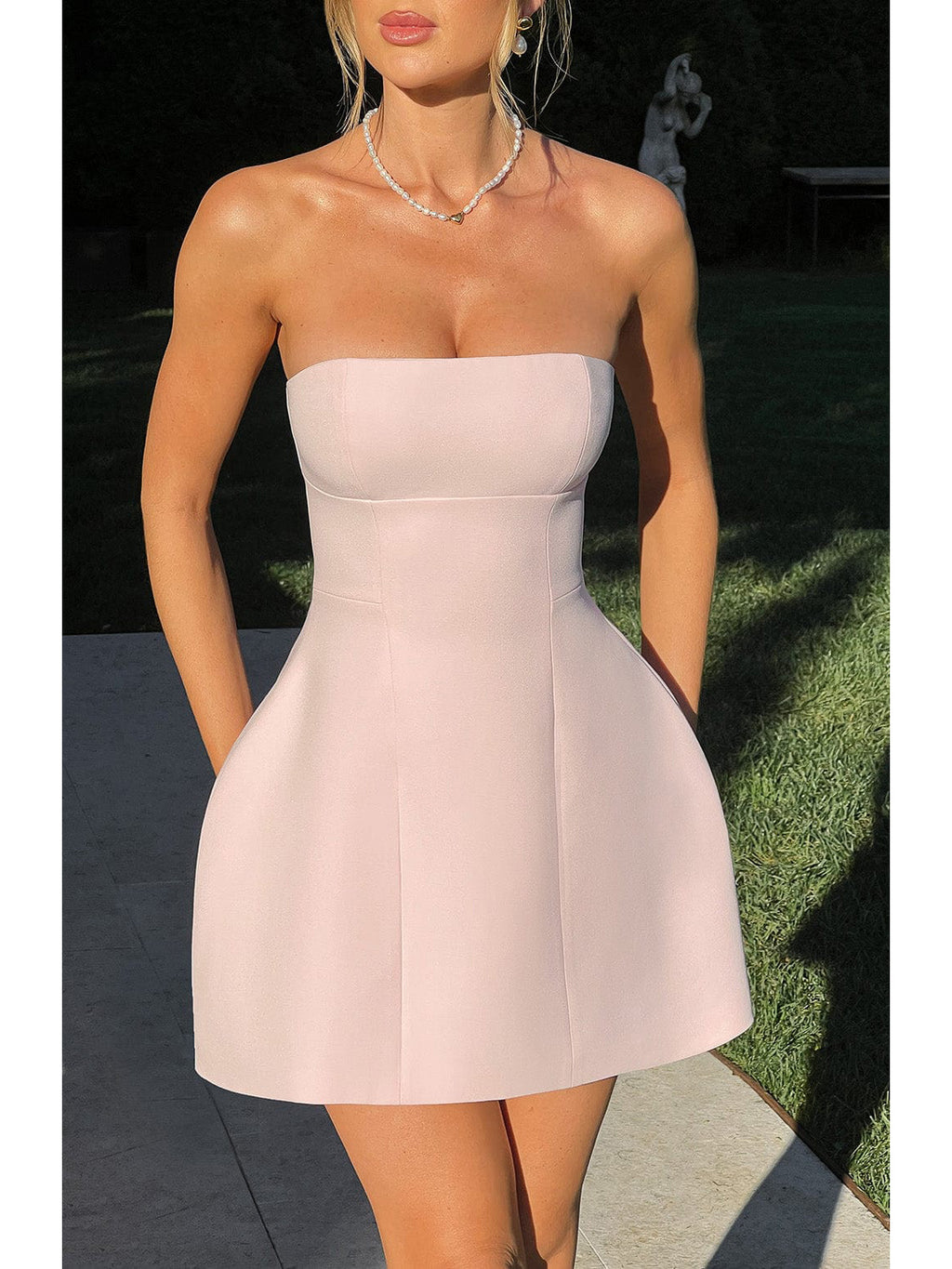 Womens High Waist Tube Top Dress
