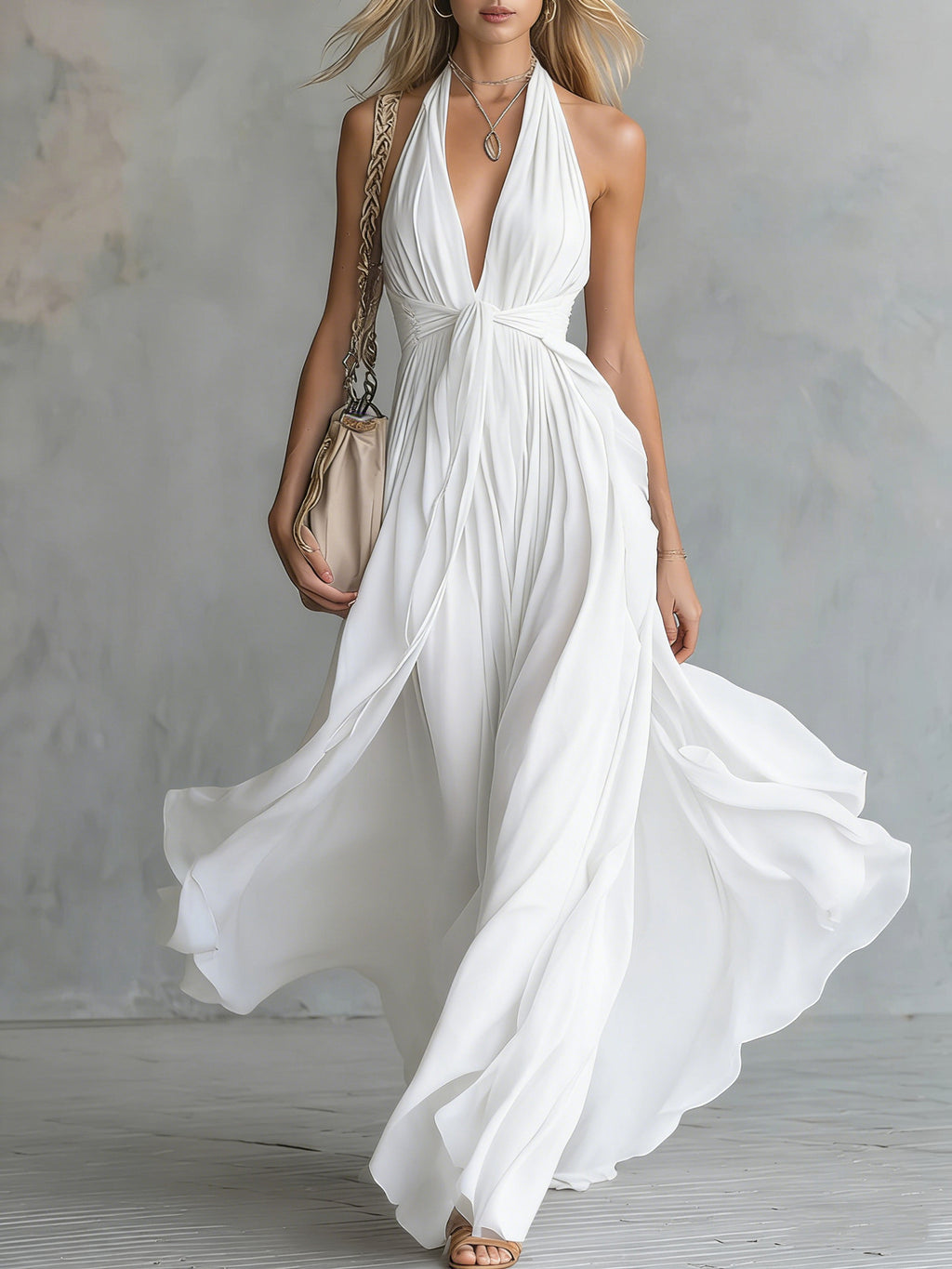 Womens V-Neck Sleeveless Dress