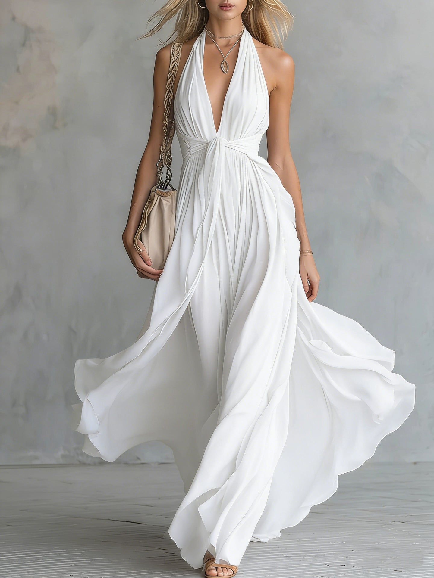 Womens V-Neck Sleeveless Dress
