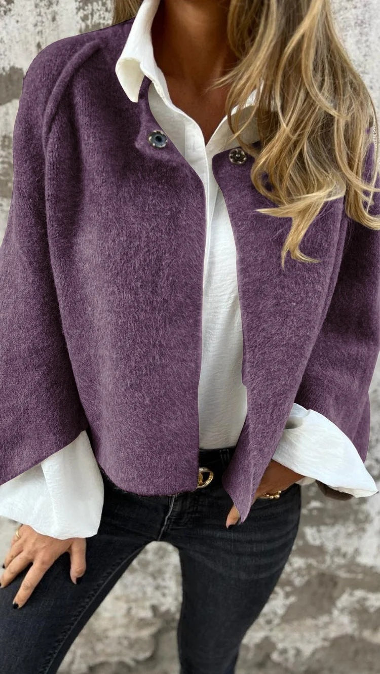 Loose Fit Cashmere Long Sleeve Jacket