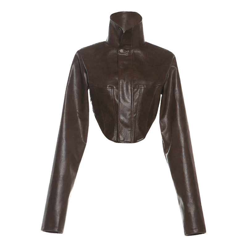 Slim Fit PU Leather Jacket