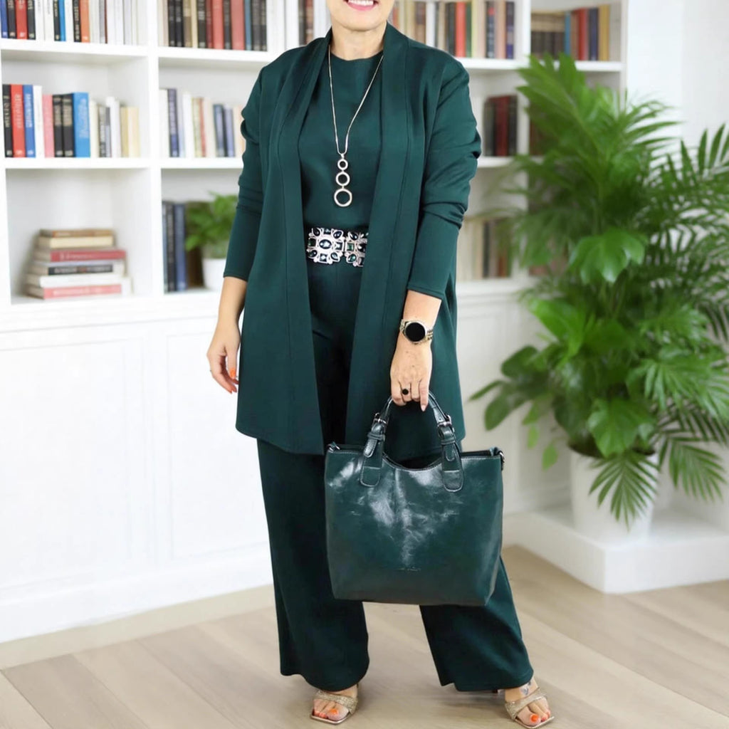 Women Knit Three Piece Cardigan and Pants Outfit