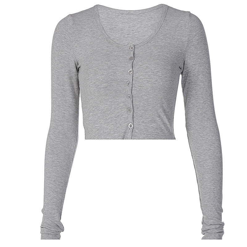 Single Button Crop Top