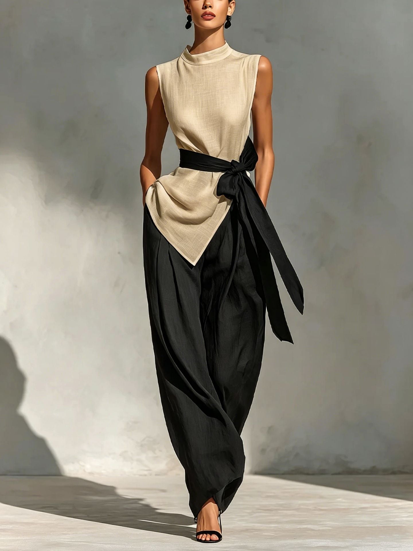Womens Sleeveless Top and Wide-Leg Pants