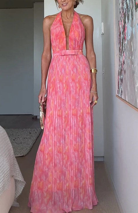 Womens Deep V Backless Slip Dress