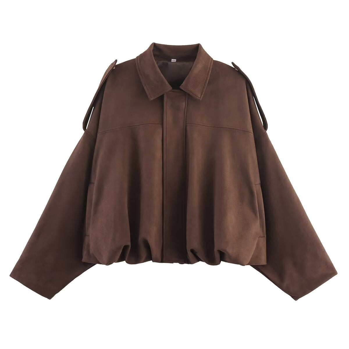 Womens Lapel Zipper Suede Jacket