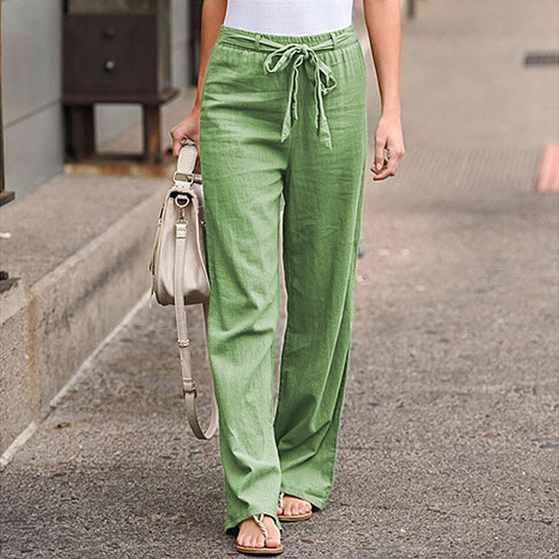Women's Cotton Linen Wide Leg Pants
