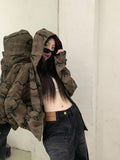 Retro Camouflage Hooded Zipper Jacket