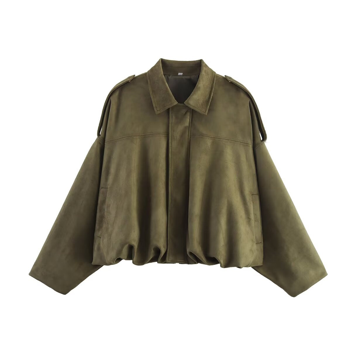 Womens Lapel Zipper Suede Jacket