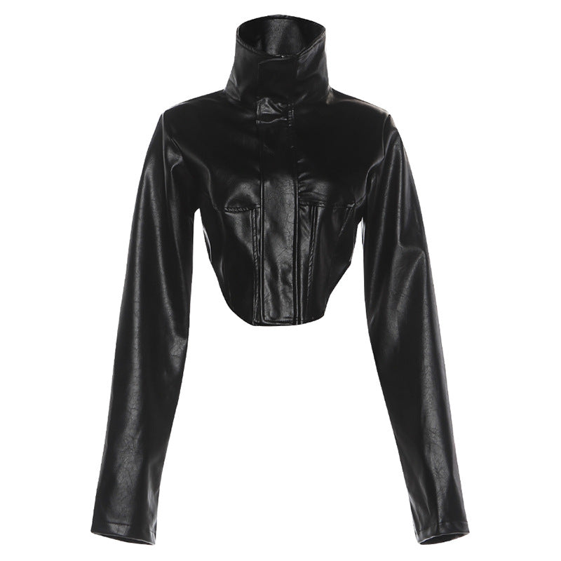 Slim Fit PU Leather Jacket