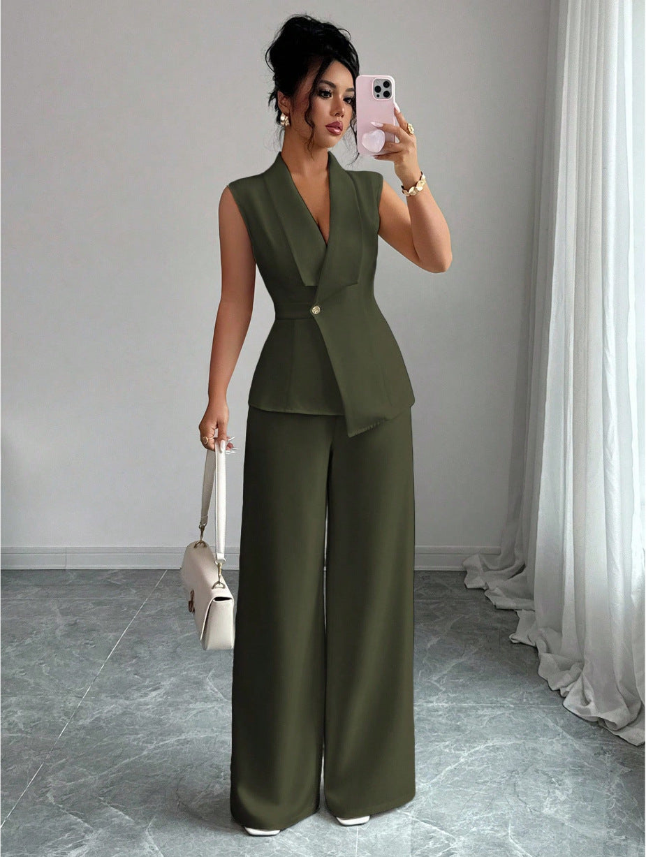 Elegant Sleeveless Vest and Pants Set