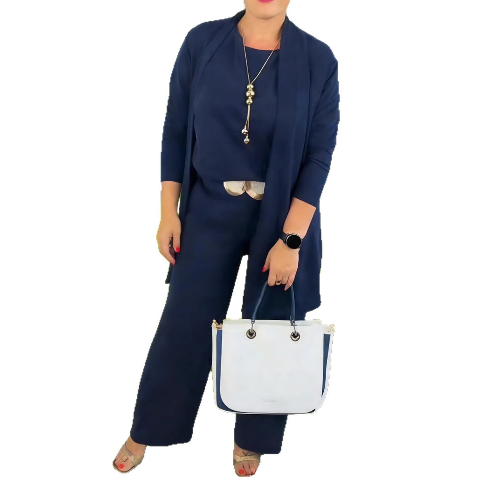 Women Knit Three Piece Cardigan and Pants Outfit