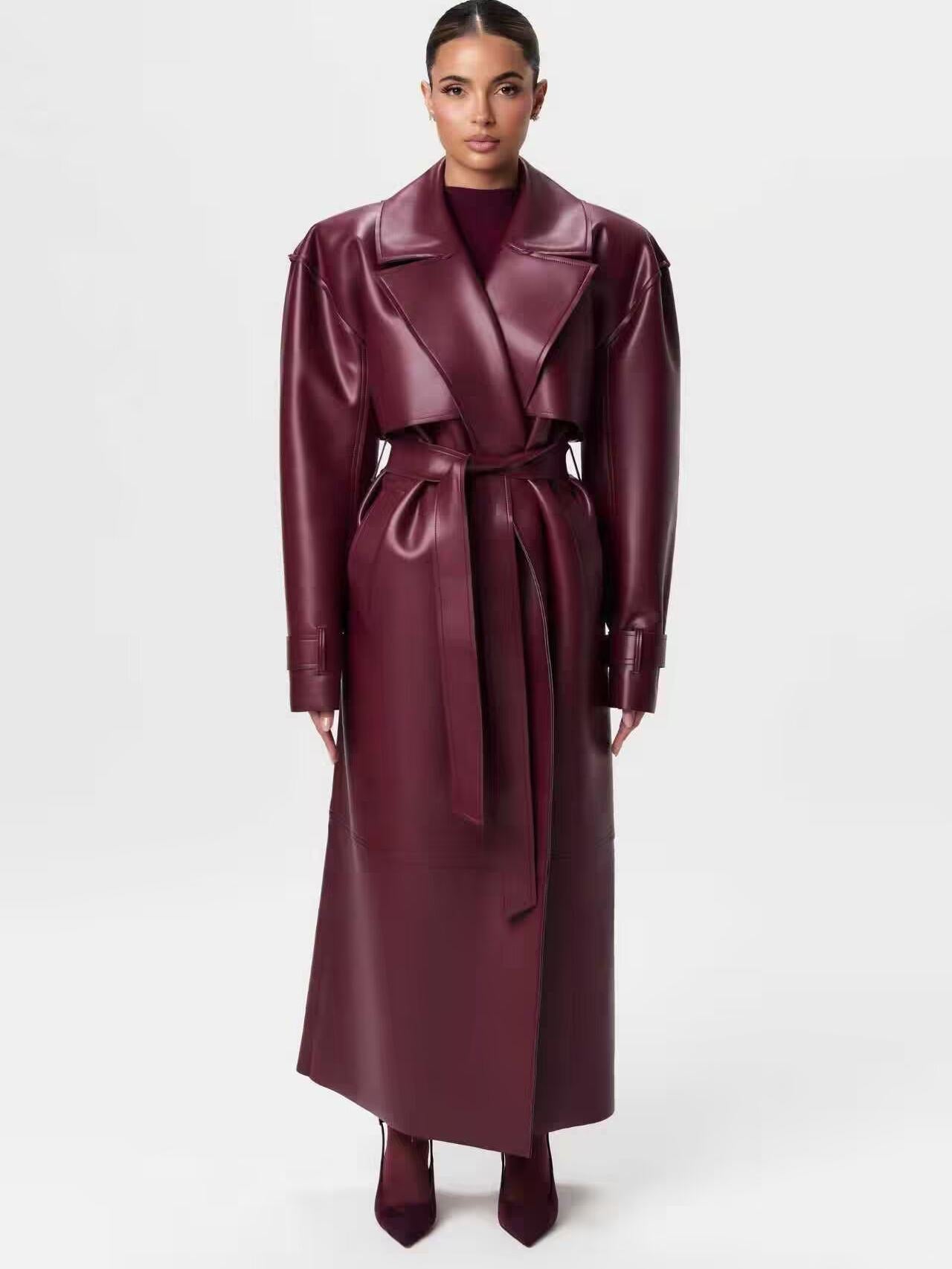 American Retro Long Coat with Belt