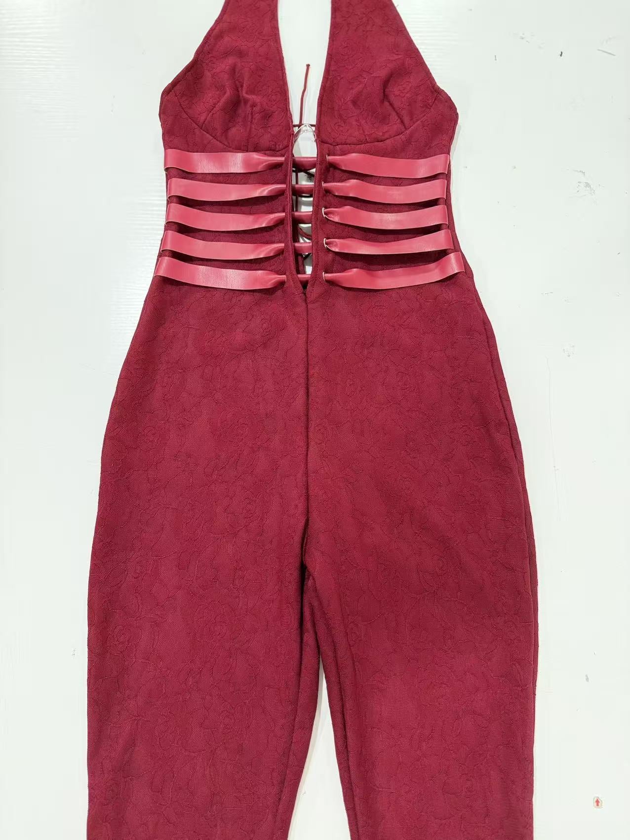 Lace Halter Neck Wide-Leg Jumpsuit