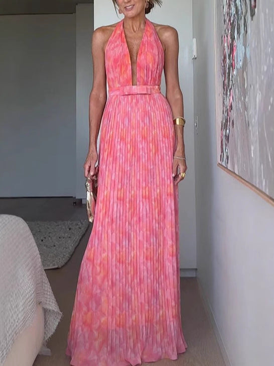 Womens Deep V Backless Slip Dress