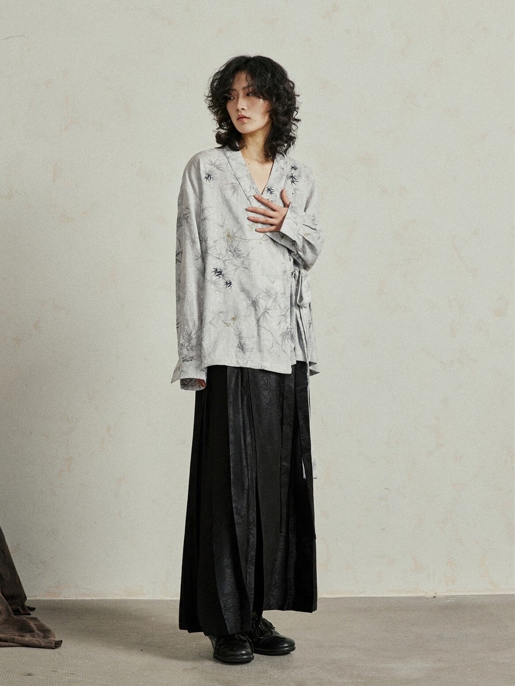 Zen Inspired Bamboo Print Long Sleeve Shirt