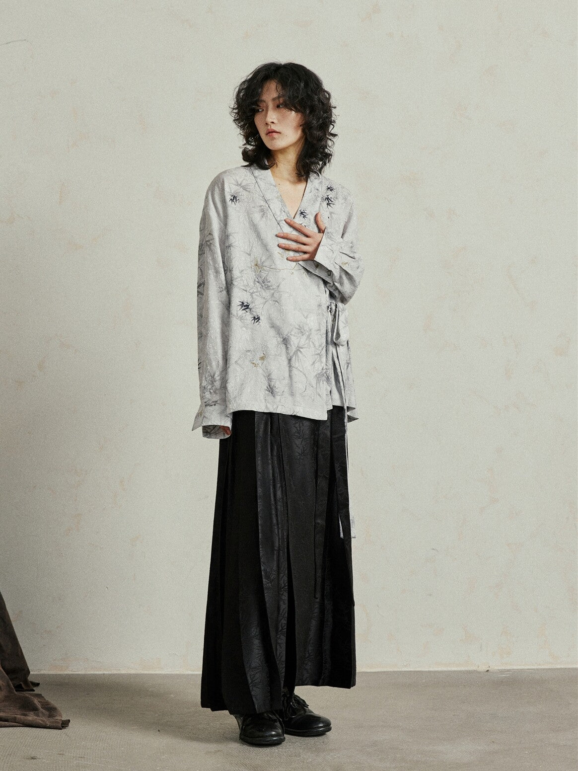 Zen Inspired Bamboo Print Long Sleeve Shirt