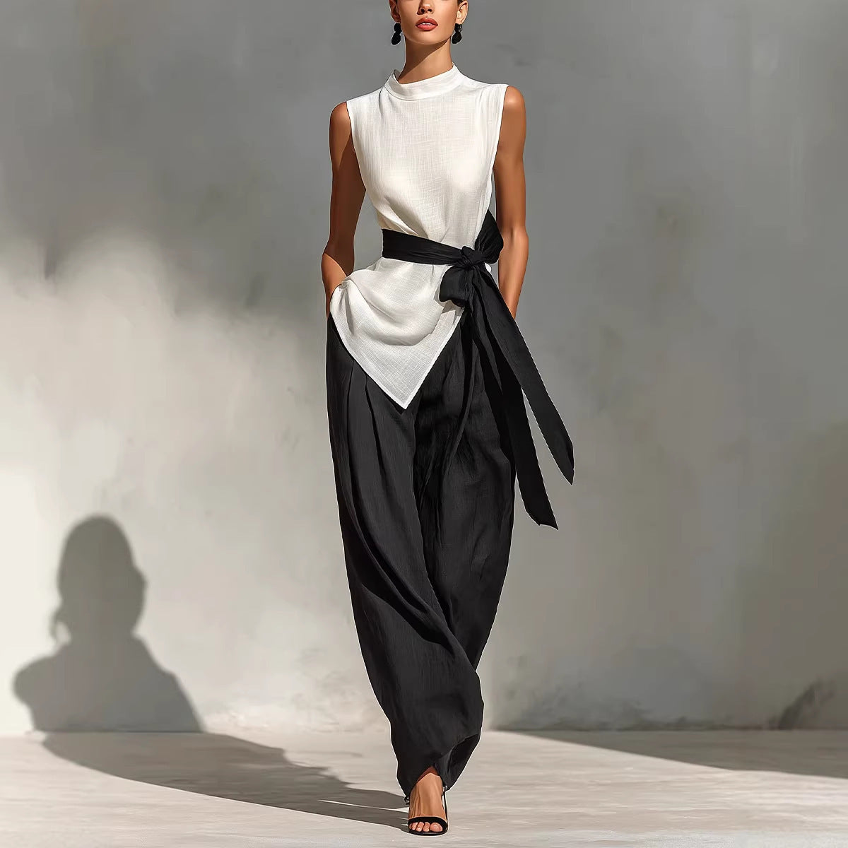 Womens Sleeveless Top and Wide-Leg Pants