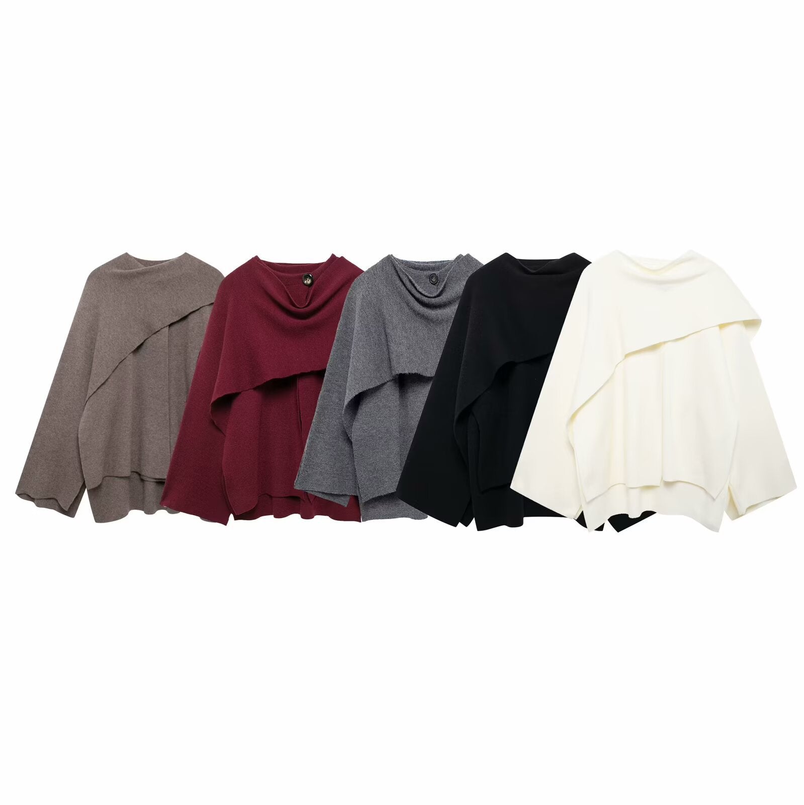 Asymmetrical Scarf Collar Knitted Jacket