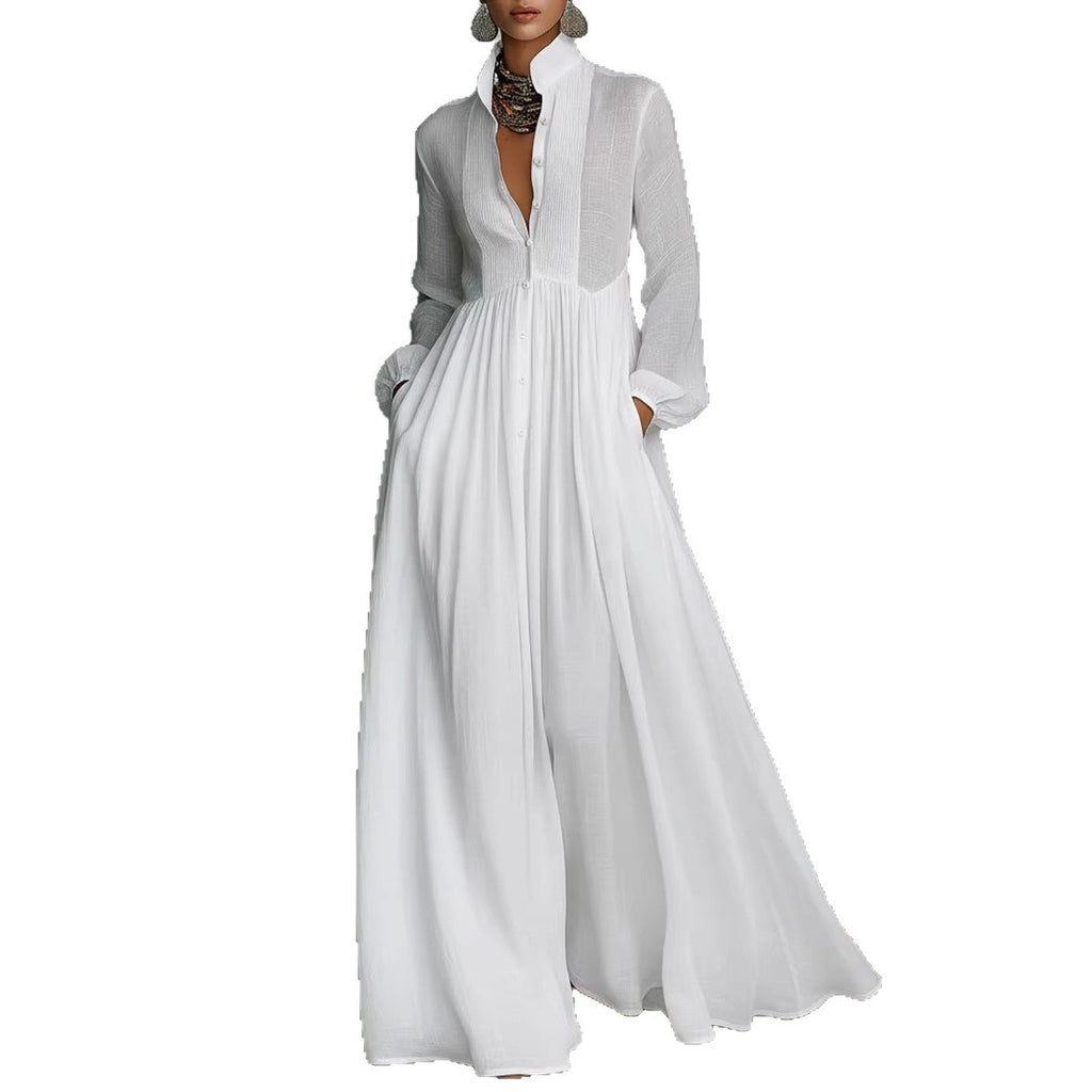 Elegant Pleated Long Sleeve Dress