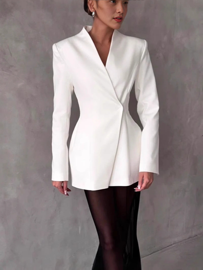 Mesh See-Through Skirt with Lapel Suit
